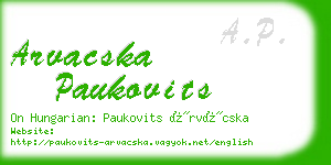 arvacska paukovits business card